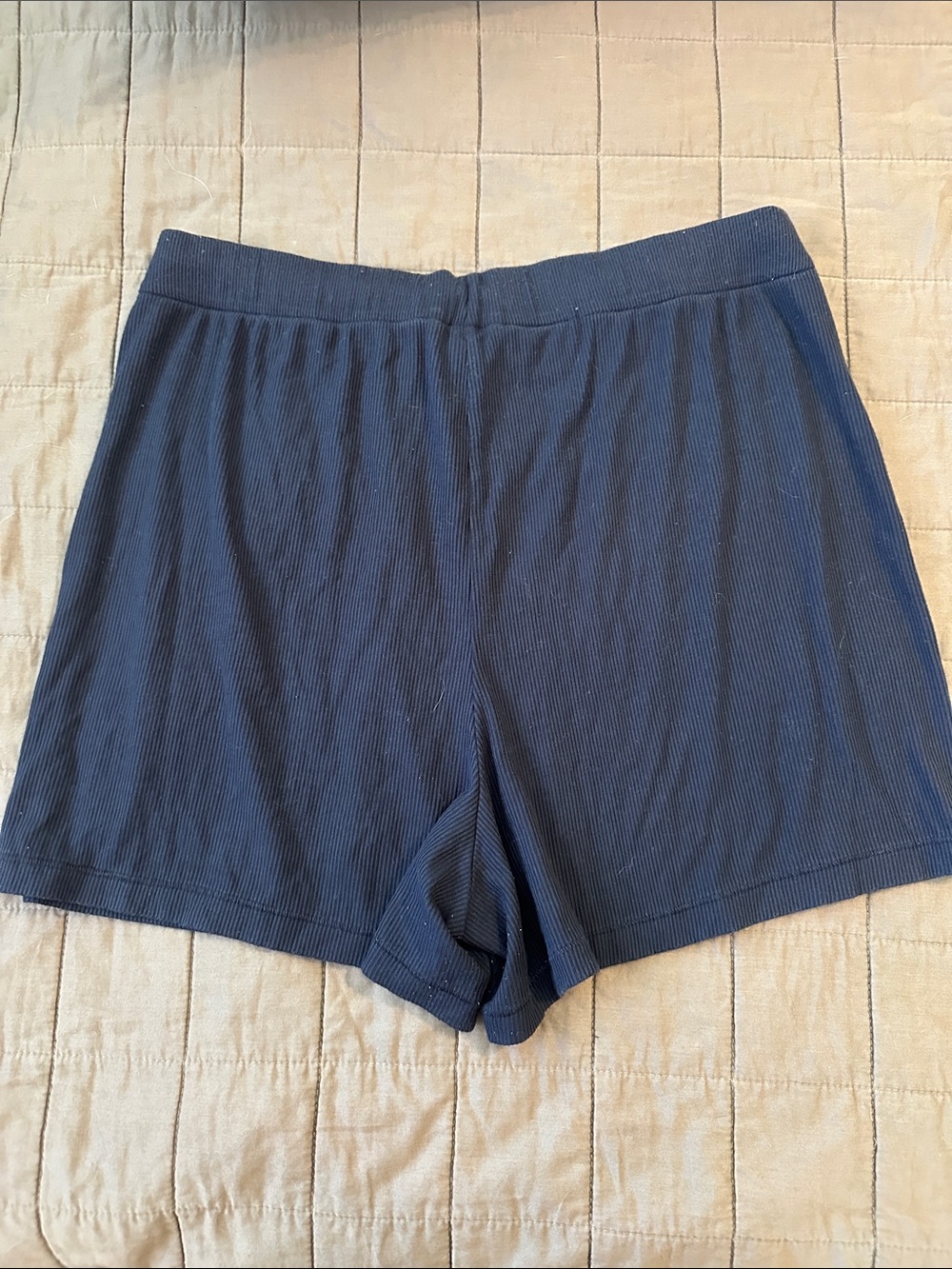 SKIMS Navy Blue Ribbed Drawstring Pajama Shorts - Women's - Picture 3 of 5